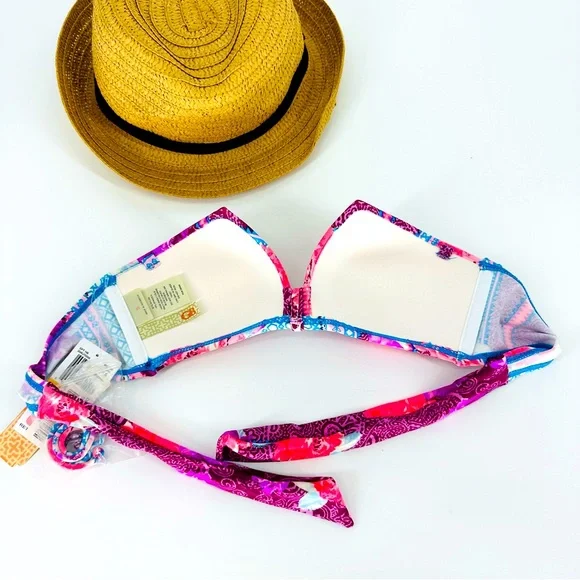 NEW Gianni Bini Purple Pink Blue Patterned Bikini top Size S - Picture 3 of 5